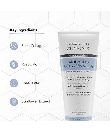 Advanced Clinicals Anti-Aging Collagen Body Scrub Wash - 3-in-1 Exfoliator for Women & Men, Hydrating & Clarifying Formula (8 Fl Oz) - Buy Online on GoSupps.com