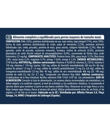 Advance Vitality Senior Maxi - Croquettes for Senior Dogs (+6 Years) of Large Breed with Chicken - 12kg - Buy Online on GoSupps.com