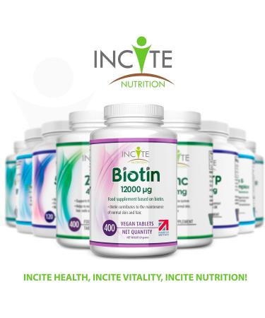 Biotin Hair Growth Supplement 12,000mcg - 400 Tiny Tablets, Full Year Supply - Men & Women Hair Support - Buy Online on GoSupps.com