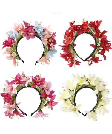 amangul Flower Headbands Women Bride Flower Crown For Wedding Party Supply Floral Garlands Crown Hair Wreath Floral Headbands(White) - Buy Online on GoSupps.com