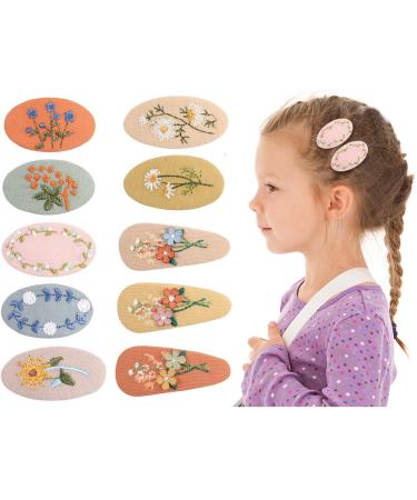 Hair clips girl lyxoto 10 pieces slipproof clips fabric embroidery flowers shaped children hair clips sweet metal snappy snappy hair styling accessories for girls children style 1 - Buy Online on GoSupps.com