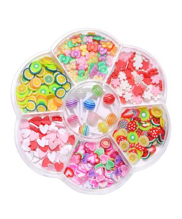 Fruit and flower-shaped nail art discs 3D tone discs mini slices for DIY craftsmanship nail art and cell phone decoration glittering stones loop (B one size)