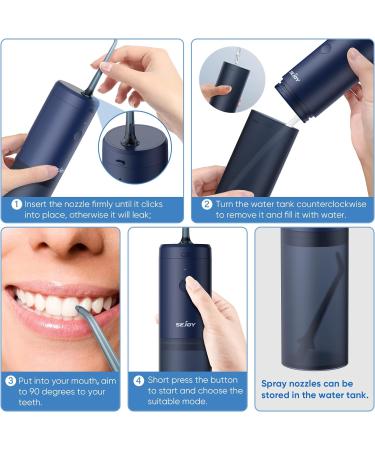 Portable Rechargeable Water Flosser Oral Irrigator | 3 Modes, 3 Jet Tips, 140ml | Electric Plaque Remover for Dental Care | Cordless IPX7 Teeth Cleaner in Blue - Buy Online on GoSupps.com