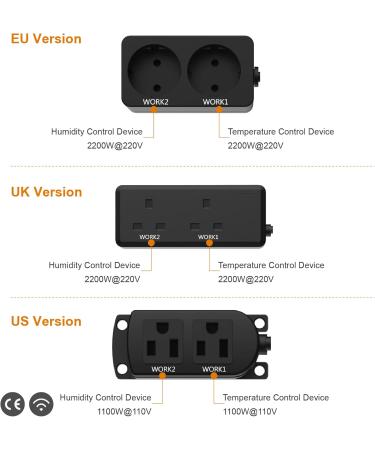 Elitech STC-1000WIFI Thermostat & Moisture Controller | WiFi Temperature Control Socket 220V for Greenhouse & Reptiles - Buy Online on GoSupps.com