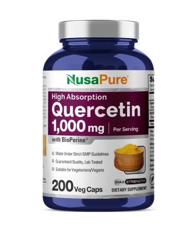 NusaPure Quercetin - Suitable for Vegetarian/Vegan Non - GMO - 1000 mg - 200 Capsules