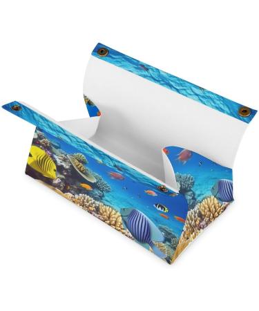 Tissue Box Cover Tissue Box Holder Coral and Sea Fish Print Tissue Holder Travel Tissue Packs Facial Paper Holder Decorative Holder - Buy Online on GoSupps.com