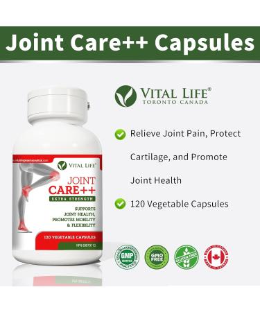 Vital Life Joint Care++ Extra Strength Joint Supplement - Antioxidant-Rich Joint Pain Relief Supplements with Turmeric for Osteo Joint Ease - 120 Vegan-Friendly Capsules - Buy Online on GoSupps.com