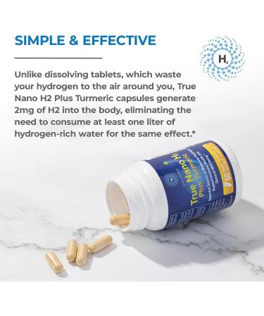 True Nano H2 with Turmeric | Boosts Energy & Antioxidant | 60 Capsules - Buy Online on GoSupps.com