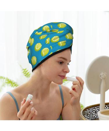 Hair Towel Wrap - Quick Drying Turban with Button | Tennis Ball Design | Perfect for Easy Hair Drying - Buy Online on GoSupps.com