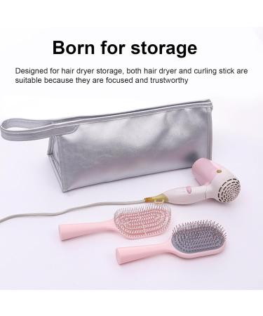Erhigher Durable Hair Dryer Storage Pouch Bag Waterproof Stain-Resistant with Handle Easy to Carry Organizer Convenient Styling Silver - Buy Online on GoSupps.com
