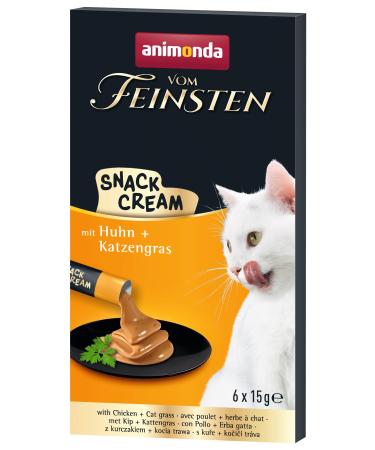 Animonda of the finest snack cream - delicious cat snack with a tender chicken and nutritious cat grass in practical freshbits - 6 x 15 g chicken 90 ml (1 Pack) - Buy Online on GoSupps.com