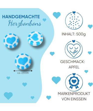 EinsSein Heart Wedding Sweets Blue/Turquoise-White 500 g | 140 Piece Sweets Heart Sweets | Table Decoration Candy for Wedding - Buy Online on GoSupps.com