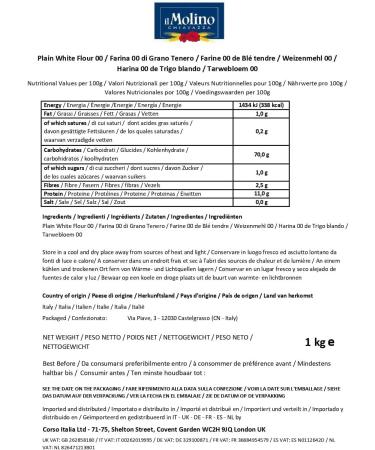 Molino Chiavazza - Premium Italian Plain Wheat Flour 00 - Bread | Pasta | Cake (1Kg) - Buy Online on GoSupps.com