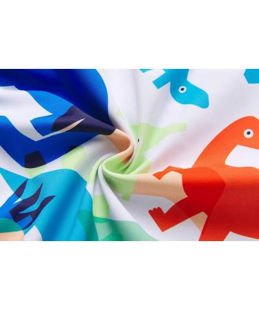 BONVERANO Baby Boys Swimsuit 18-24 Months - Short-Sleeve Zipper One Piece Swimwear with UPF 50+ Sun Protection - White Dinosaur Print - Buy Online on GoSupps.com