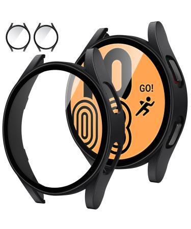 2Pack Tensea for Samsung Galaxy Watch 4 Screen Protector Case 44mm Accessories Protective Face Cover Bumper Case for Women Men Galaxy Watch4 (Galaxy Watch 4-44mm Matte Black) Galaxy Watch 4-44mm Matte Black