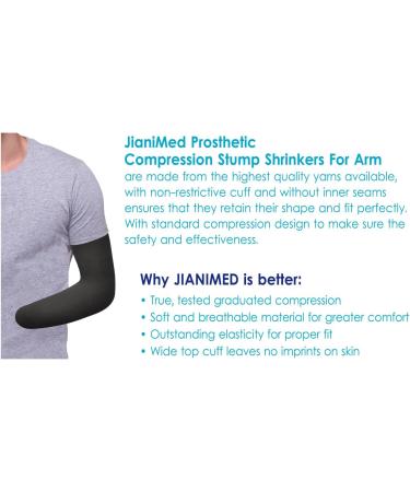 Prosthetic Stump Shrinkers for Arm - Compression Sleeve for Below Elbow Amputees | 20-30 mmHg XL Black | Taiwan Excellence - Buy Online on GoSupps.com