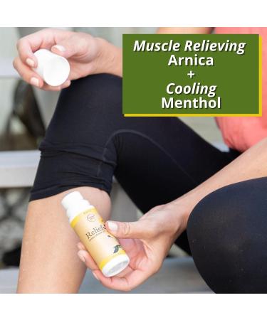 Relief Plus Arnica Muscle Oil All-Natural Roll-On for Sore Muscles & Aching Joints with Cypress Eucalyptus & Helichrysum Brookethorne Naturals - Buy Online on GoSupps.com
