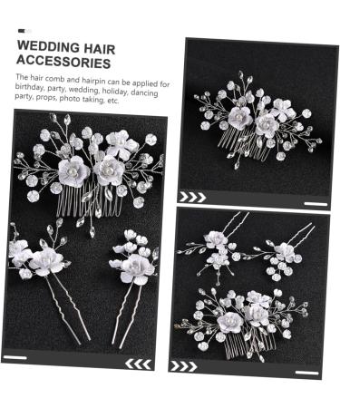 SOESFOUFU 1 Set rhinestone barrettes for women rhinestone headpiece for women wedding headpiece for bride floral suit bride headpieces for wedding white outfit Miss hair pearl flower - Buy Online on GoSupps.com
