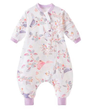 Chilsuessy Baby Sleeping Bag with Feet 1.5 Tog 100% Cotton Sleeping Sack with Removable Sleeves Anti Kick Infant Toddler Wearable Blanket for Boys and Girls Magpie in spring 80/2-3 years Magpie in Spring 80/2-3 years