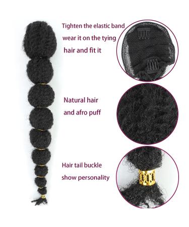Miyamarch 18 Drawstring Ponytail for Black Women - Bubble Lantern Braid Protective Style Hair Extension - Afro Puff Curly Braided Clip-On Ponytail (18 Inch 1B) - Buy Online on GoSupps.com