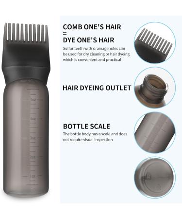 WLLHYF Root Comb Applicator Bottle 6 Ounce Hair Oil Applicator 1 Pack Applicator Bottle Brush with Graduated Scale Hair Root Comb Color Applicator for Hair Dye (Black) - Buy Online on GoSupps.com