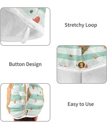 Bear Love Stripe Hair Towel 2 Pack | Super Absorbent Quick Dry Hair Turbans for Women & Girls - Buy Online on GoSupps.com