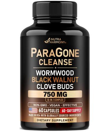 Wormwood Black Walnut Clove & Astragalus - ParaGone for Cleanse Detox Intestinal & Gut Flora Support - 12 in 1 Complex for Men & Women - NON-GMO Vegan - Made in USA - 60 Capsules for 2 Months