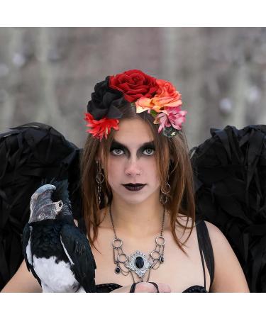 Healeved Rose Flower Headband - Halloween Flower Crown Headdress for Women Boho Floral Headband for Halloween Costume Accessory Cosplay Wedding Party - Buy Online on GoSupps.com