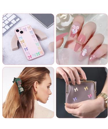 100 Pcs Aurora Bow Nail Charm Colorful Bowknot Nail Accessories Resin Cute Nail Rhinestone Glitter 3D Mix Styles Nail Decoration Kits for Nail Art Craft and Decoration - Buy Online on GoSupps.com