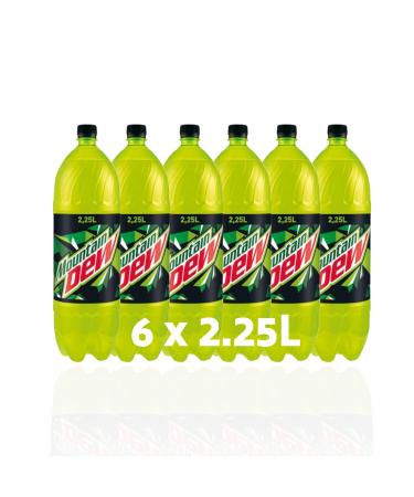 Mountain Dew 6 pack of 2.25L bottles - Bold Lemon-Lime Flavour Yellow-Lime-Coloured Attractive Packaging Great for Chilling Parties Birthdays & Celebrations