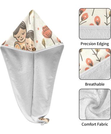 Super Absorbent Mother's Day Flowers Hair Towel 2 Pack | Quick Dry Hair Turbans for Women & Girls - Buy Online on GoSupps.com