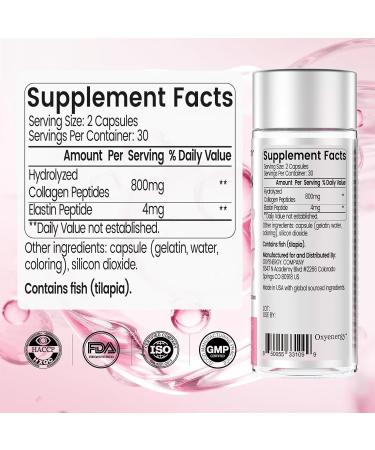 OxyEnergy Collagen Peptides Capsules for Women Hydrolyzed Collagen Supplements with Elastin Peptides 60 Collagen Pills to Promotes Hair Nail Skin Capsulas Pack of 1 - Buy Online on GoSupps.com