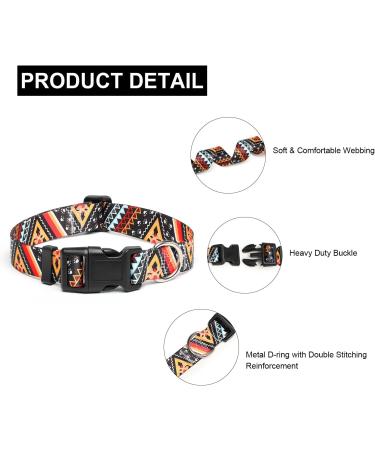 Mercano Adjustable Dog Collar - Soft Nylon Comfort & Stylish Ethnic Gold Pattern for Small to Medium Dogs & Cats - Buy Online on GoSupps.com