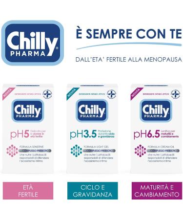  Chilly Chilly Pharma Underwear Cleansing Gel Intimate Hygiene Cleansing Gel for Menopause Cream-Oil Formula for Mature Skin pH 6.5 - Dermatologically tested - 250 ml bottle - Buy Online on GoSupps.com
