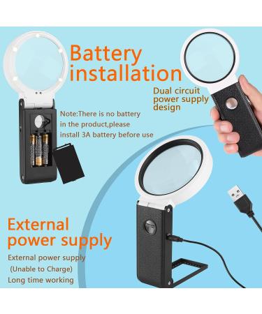 Anourney 15X 35X Magnifying Glass with Light, Stand & LED Illumination - Folding Handheld Standing Magnifier for Seniors, Coins, Stamps, Map, Jewelry - 80MM - Buy Online on GoSupps.com