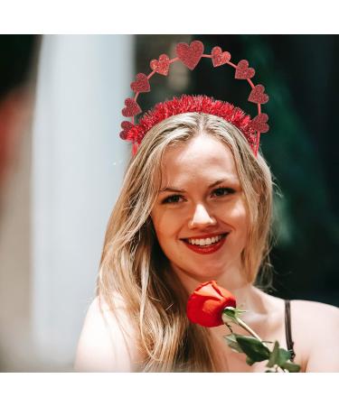 Lurrose Red Love Heart Headband - Sequin Valentine s Day Hair Accessories | Glitter Heart Headdress for Parties & Weddings - Buy Online on GoSupps.com