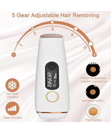 NBHDWF Portable 5-Light Intensity Laser Hair Remover for Face Legs Armpits & Bikini Zones - Effective & Compact Hair Removal Device - Buy Online on GoSupps.com