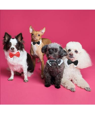 KOOLMOX Adjustable White Dog Bow Tie Collar for Formal Tuxedo Outfits | Small Medium Large Dogs | Wedding Holiday Valentines Costumes | Black White | 13.4-17.3 Inch - Buy Online on GoSupps.com
