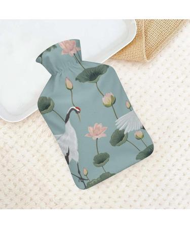 Japanese Cranes & Flowers Heat Bottle | Rubber Hot Water Bag for Pain Relief Cramps & Cold Therapy - Buy Online on GoSupps.com