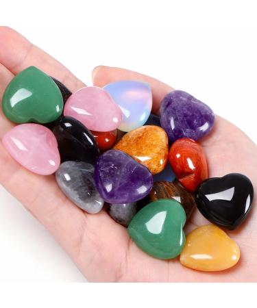 10 PCS Heart Crystal Thicken Stones Love Hearts Shaped Healing Crystals Multicolor Natural Stone Palm Real Gemstones Set Reiki Energy Balancing Meditation Bulk 2 Multicolor Crystals - 10pcs