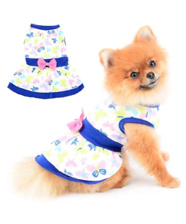 Paidful dress for small dogs cat girls soft cotton rock with bow with bow sweet puppy chihuahua yorkhire terrier clothing petwear birthday party dress spring summer s s (back length: 26cm/10 " bust: 32cm/12.5") Butterfly - Buy Online on GoSupps.com
