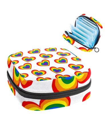 Women's bonds storage pockets Stillpad holder colorful heart portable period kit pocket feminine product bag for women girls color2