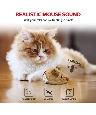 Gigwi Interactive Electric Cat Toy with Furry Tail - Automatic Squeaky Mice for Indoor/Outdoor Exercise - Brown Mouse (Original) - Buy Online on GoSupps.com