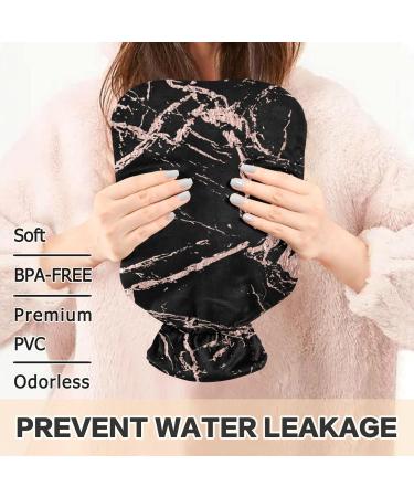 Oarencol Hot Water Bottle 2L with Black Rose Gold Marble Cover - Pain Relief & Comfort - Buy Online on GoSupps.com