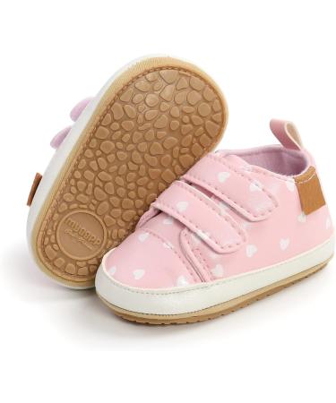 MK MATT KEELY Baby Girl First Walking Shoes - Anti-Slip Soft PU Leather Sneakers (Pink Heart) | Infant Toddler 3-6 Months - Buy Online on GoSupps.com