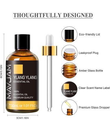 MAYJAM Ylang Ylang Essential Oil 30ML - Pure Ylang Ylang Oil for Diffuser Humidifier DIY & Home Use - Perfect for Wardrobes - 1 Pack - Buy Online on GoSupps.com
