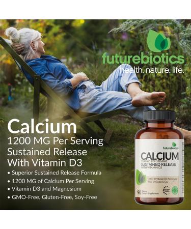 Futurebiotics Calcium 1200 MG Per Serving Sustained Release with Vitamin D3 1000 IU Per Serving Non-GMO 90 Vegetarian Tablets 90 Count (Pack of 1) - Buy Online on GoSupps.com