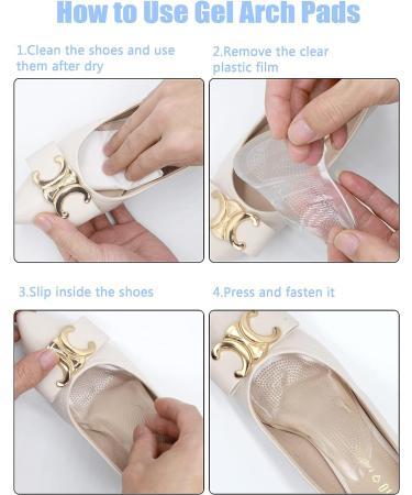 Gel Arch Supports Inserts for Flat Feet & Plantar Fasciitis - 2 Pairs, Men's 8-13/Women's 7-14, Clear - Relieve Pain & Support Arch Cushions - Buy Online on GoSupps.com