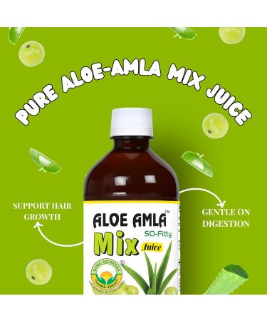Basic Ayurveda Gooseberry + Aloe Vera Juice 16.23 Fl Oz (480ml) | 50-Fifty Herbal Mix for Immunity Digestion & Skin Health | Amla & Aloe Blend | 100% Natural | Daily Ayurvedic Tonic - Buy Online on GoSupps.com
