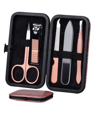 Manicure Set Nail Clippers Kit 5 Pieces in 1 Stainless Steel Professional Grooming Kits Nail Care Tools Including Nano Glass Nail Shiner Buffer File Gift for Men Husband Boyfriend Parents Women Elder